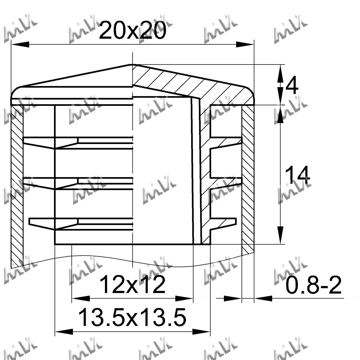 Заглушки квадратные для труб 20x20 – 20-20ДЧС    | картинка 4